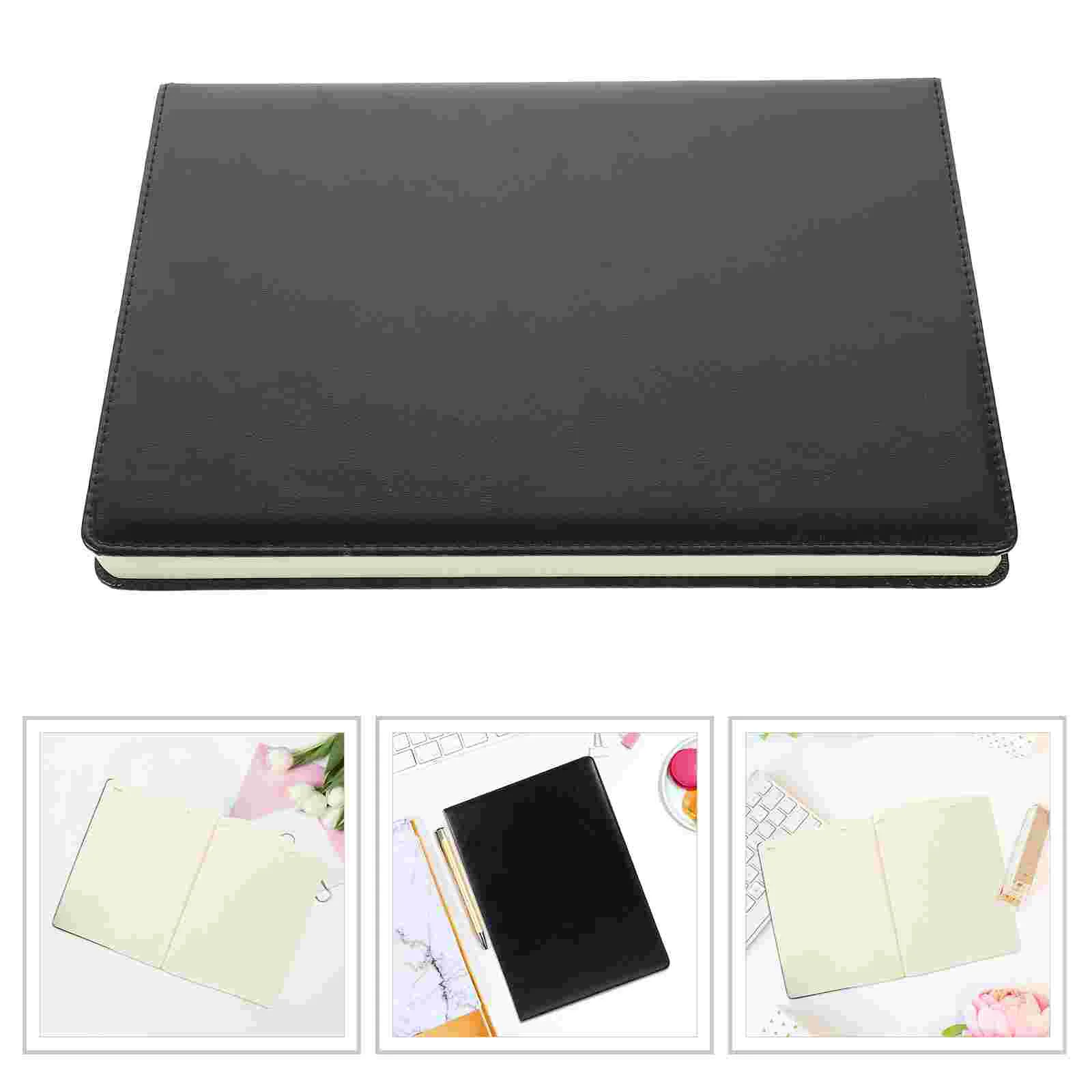 Большой блокнот формата А4 деловой простой офисный черный 96 фотографий 192