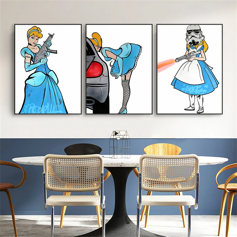 

The Disney Cartoon Poster Disney Princess Funny Prints Canvas Painting Bedroom Decor Wall Art Living Room Wall Decoration