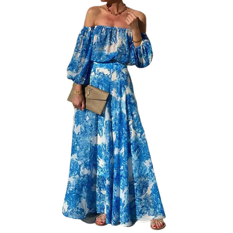 Женское летнее платье с принтом открытыми плечами и рукавами
