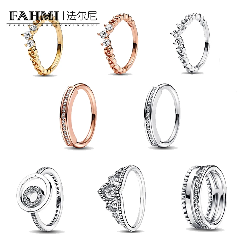 2022 nuevo 100% anillo múltiple de plata esterlina 925 pavé corona de cuentas de remolino clásico para mujer anillo Simple DIY regalo de temperamento