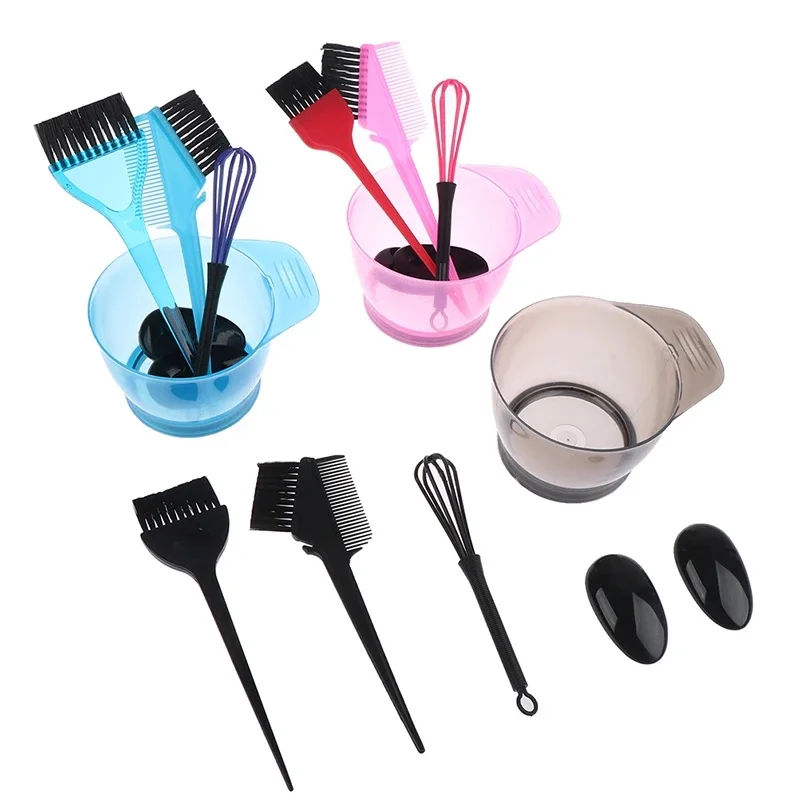 

5Pcs Hair Dye Color Brush Bowl Set with Ear Caps Dye Mixer Hair Tint Dying Coloring Brush Bowl Hairdressing Styling Accessories