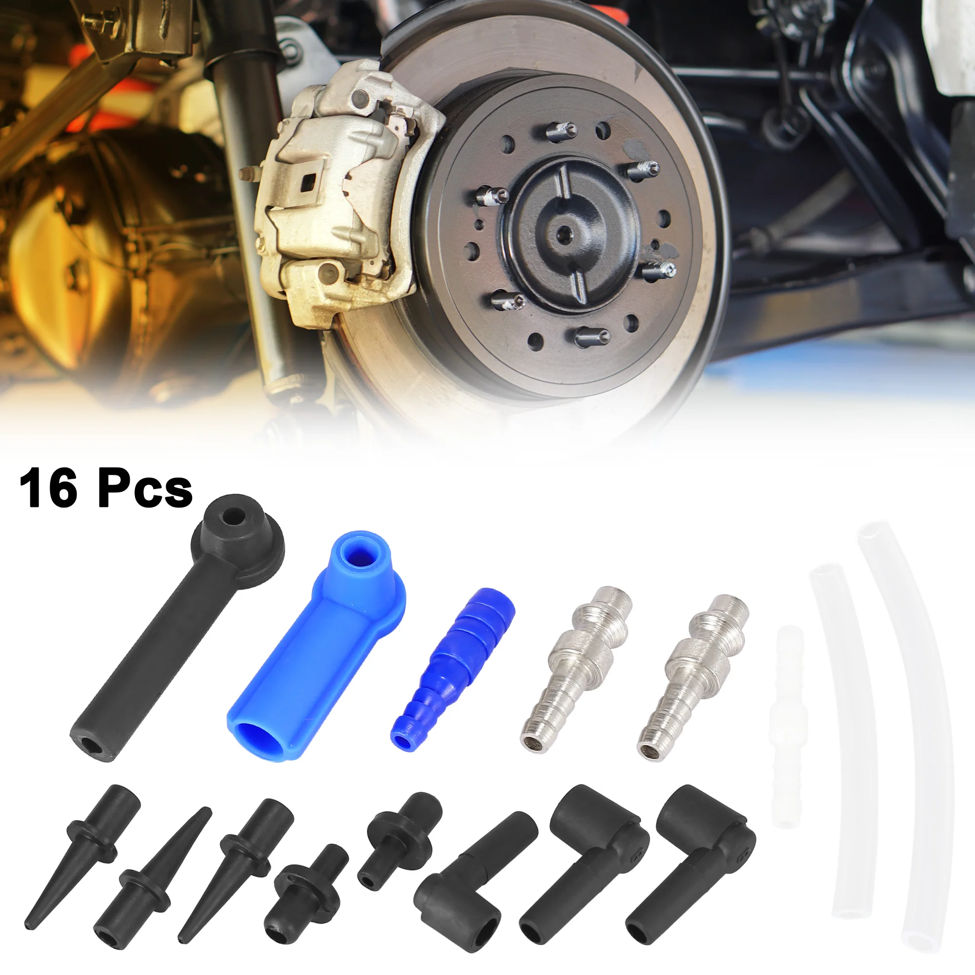 

Uxcell 16 Pcs Car Oil Hose Joint Quick Brake Oil Exchange Tool and Brake Oil Hose Kit Car Repair Tool Brake Adapter