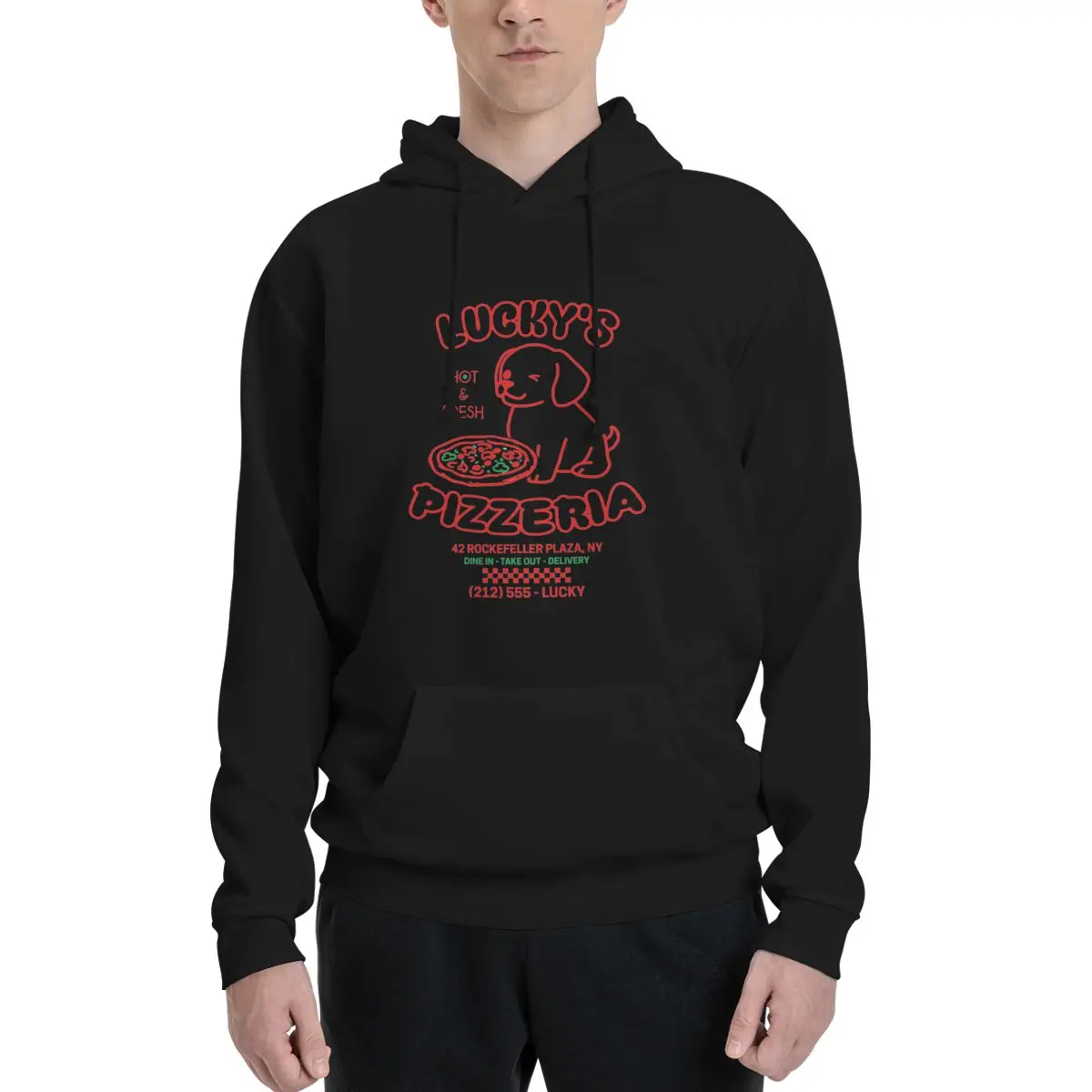 

Lucky's Pizzeria - Hawkeye Polyester Hoodie Men's Women's Sweater Size XXS-3XL