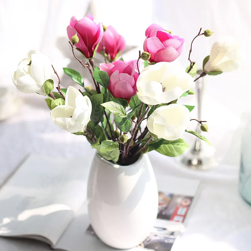

hot sale on Artificial Fake Flowers Leaf Magnolia Floral Wedding Bouquet Party Home Decor gift wholesale