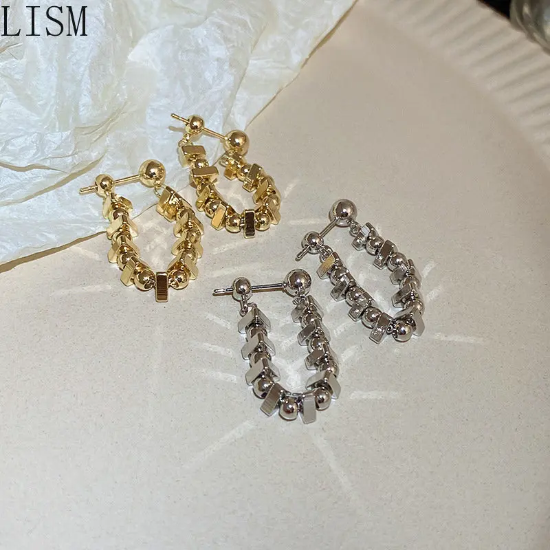 

Silver Needle Stitching U-Shaped Goth Fashion Punk Earrings Personalized Design Men's Earring Wholesale statement luxury earring