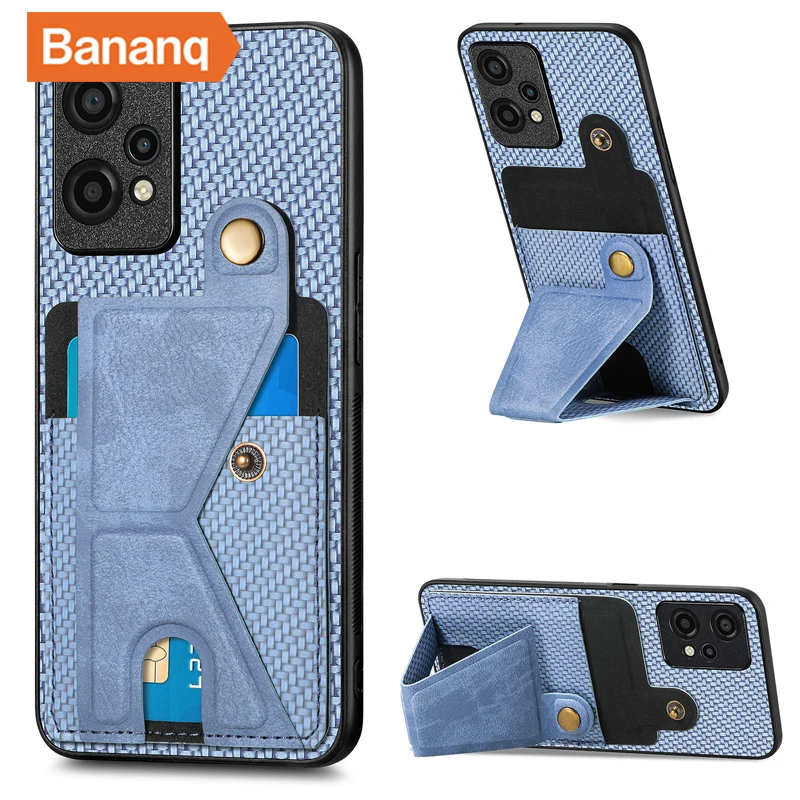 

Bananq магнитный держатель для карт, кошелек, чехол-подставка для Motorola E20 E30 E40, Карманный кожаный чехол из углеродного волокна для карт