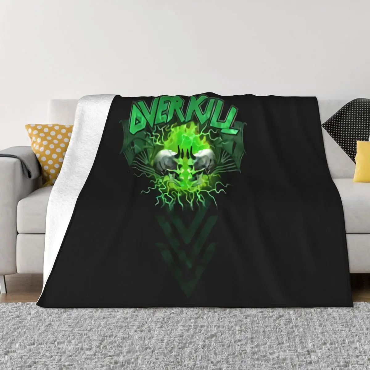 Overkill Two Electric Skulls S M L Xl 2Xl Новое официальное одеяло с круглым вырезом на заказ
