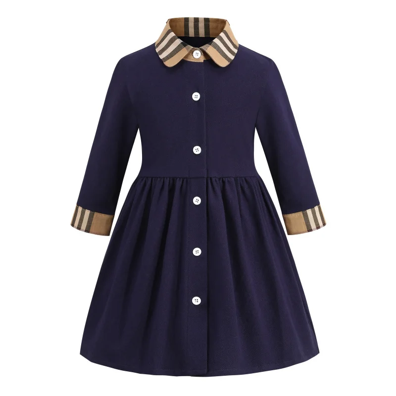 

2022 New Arrival Girl Dress Long Sleeve Casual Plaid Bow Cotton Clothing Baby Children's Wear 2-7year Autumn Kids Wear Fashion
