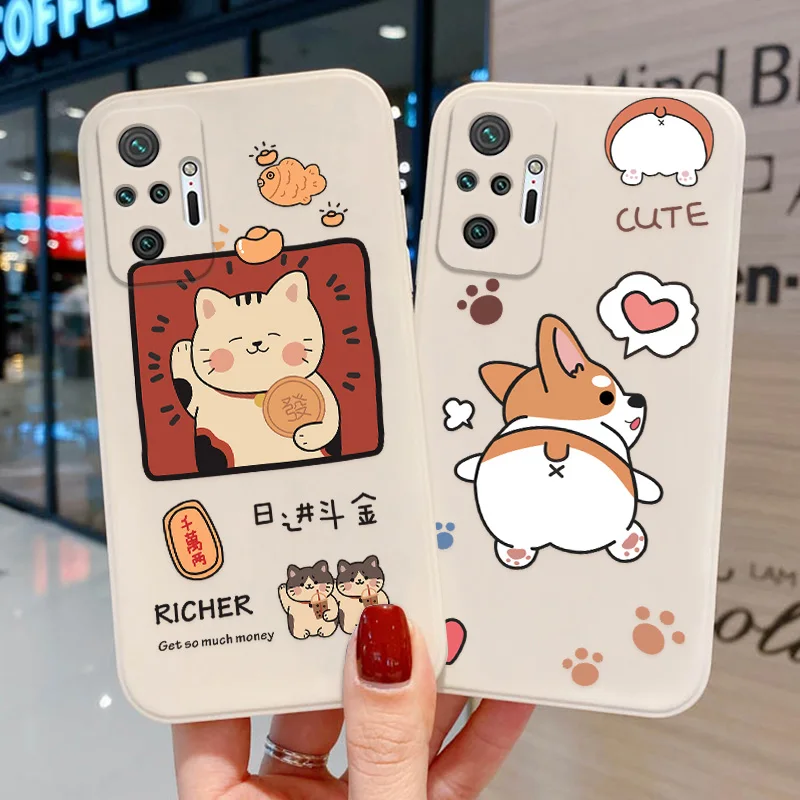 Милый чехол Corgi для телефона Xiaomi Redmi Note 10 Pro Note10 9 8 12 11 10S 9S 8T Poco X3 M4 M3 F3 9T 9C зеркальный