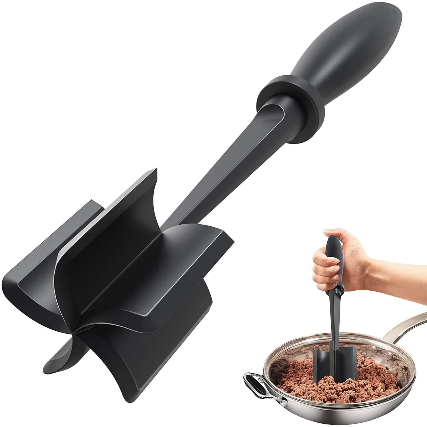 

Meat Chopper Heat Resistant Nylon Hamburger Meat Masher Ground Beef Smasher Non Stick Mix and Chop Grinder Utensil Kitchen Tool