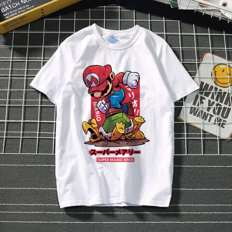 

Super Mario Bros Adults Size Summer Short Sleeve Casual O-neck T-shirt Cartoon Printed Polyester Casual Funny T shirts Man Woman