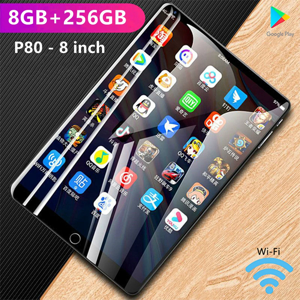

2022 Original P80 Tablet 8 Inch Global Version Android 10.0 Tablet 8GB RAM+256GB ROM HD LCD Screen Tablet PC 4G Network 8800mAh