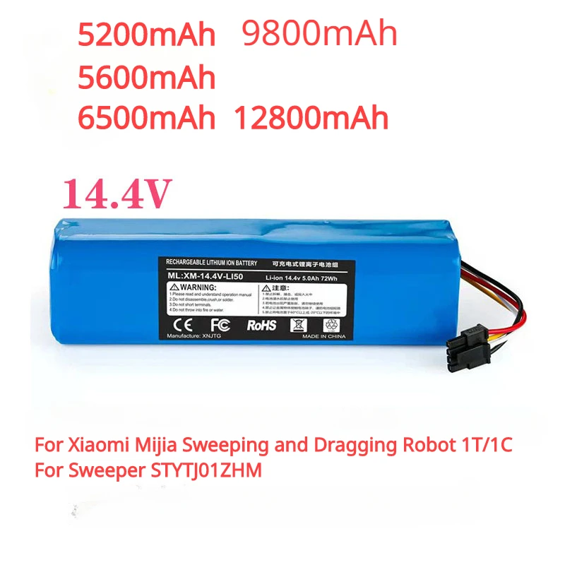 

For Xiaomi Mijia Sweeping and Mopping Robot 1T Sweeper STYTJ01ZHM Robot Special Lithium Battery 14.4V 5200mAh/12800mAh