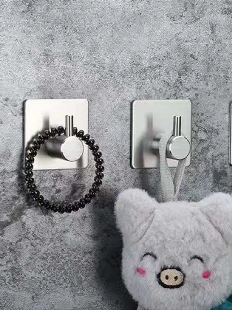 

1PC Stainless Steel High-end Hook Self Adhesive Clothes Hange Bags Key Rack Kitchen Towel Hanger Bathroom Accessory Organizer