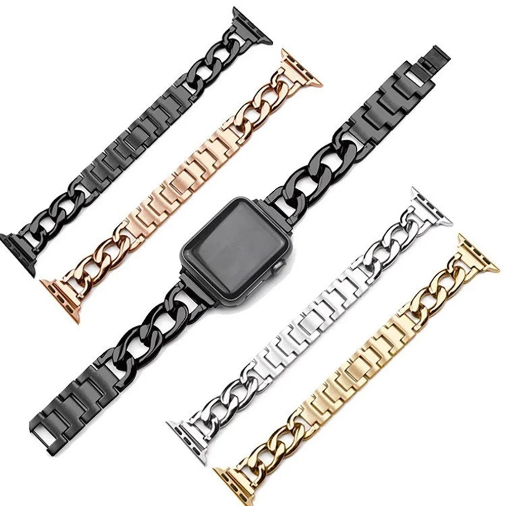 

Chain Metal Band For Apple Watch 38mm 40mm 42mm 44mm 41mm 45mm 49mm Bracelet iWatch Strap Series 3 4 5 6 7 8 SE Ultra Starlight