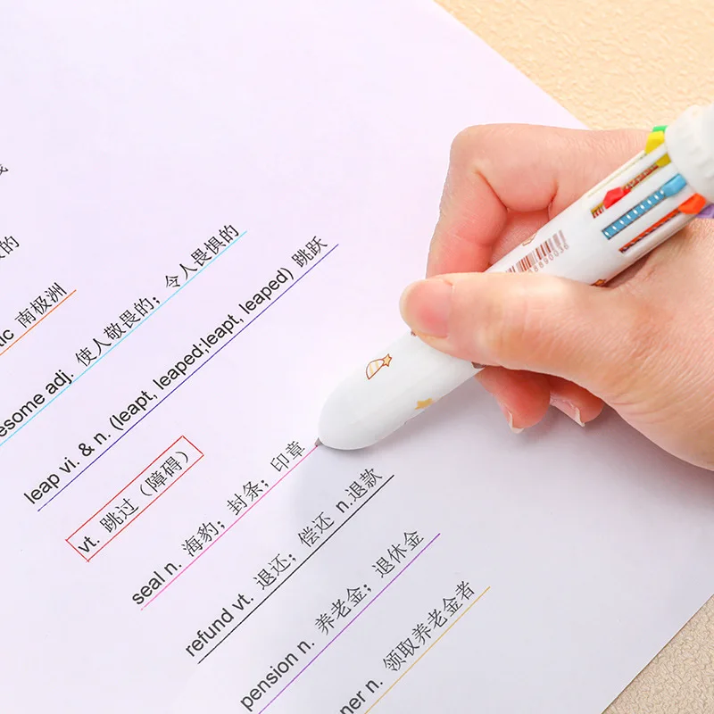 Kawaii Bear 10 цвета Шариковая Pen мультяшная креативная многоцветная шариковая ручка