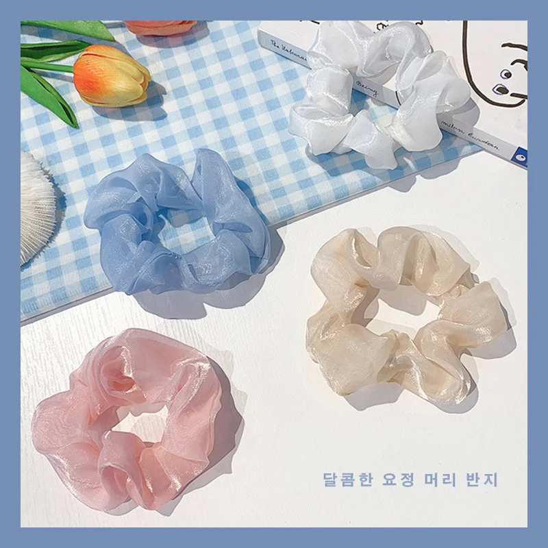 

Chiffon Oversized Organza Large Intestine Hair Ring Ins Fashion Lace Hair Rope New Simple Hair Accessories