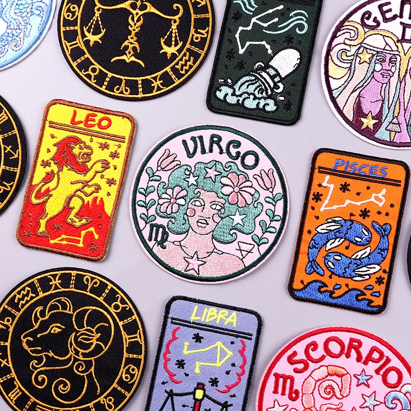 

Virgo Leo Embroidered Patches For Clothing Constellation Patch Iron On Patches For Clothes Astrology Embroidery Patch Stickers