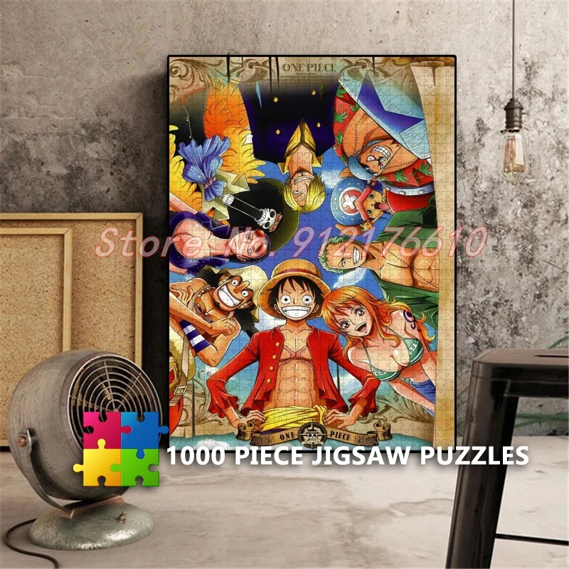 

Anime 1000 Piece Jigsaw Puzzles One Piece Luffy Cartoon Anime Zoro Puzzle Paper Decompress Educational Family Games Toys Gifts