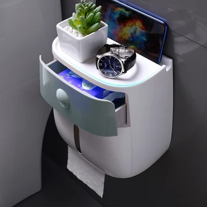 ecoco toilet tissue box wall mounted waterproof bathroom paper box punch free drawing storage box double layer rack accessories free global shipping