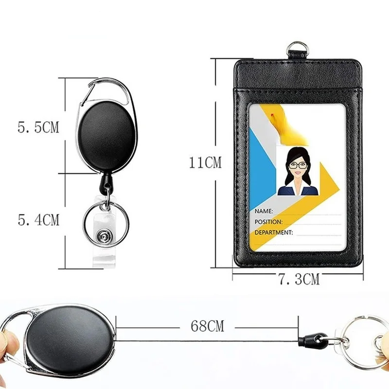 

1pc Fashion Retractable Badge Credit Card Holders Bank ID Card Cover Case Women Men Business Card Holder Keychain Wallet