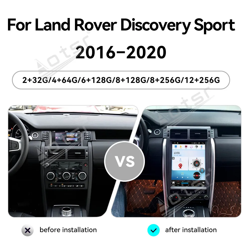 Android 14 CarPlay 12 1-дюймовый автомобильный радиоприемник для Land Rover Discovery Sport 2016-2020
