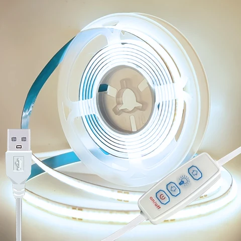 Mikenoon USB светодиодная лента COB белая 320 светодиодов/м