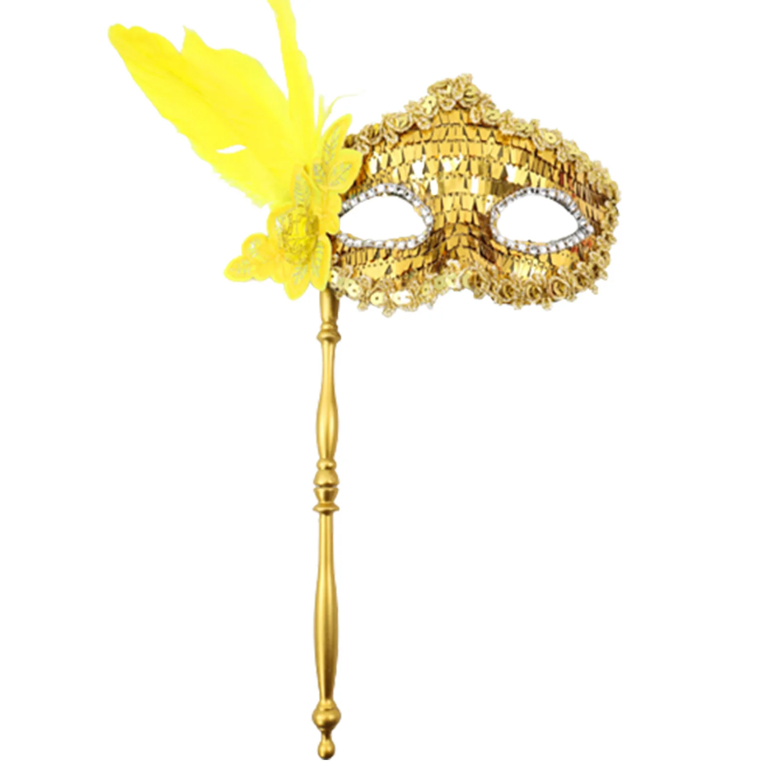 

Masquerade Mask for Women Shiny Sequins Half-Face Mask with Feather Decor Party Evening Ball Mask