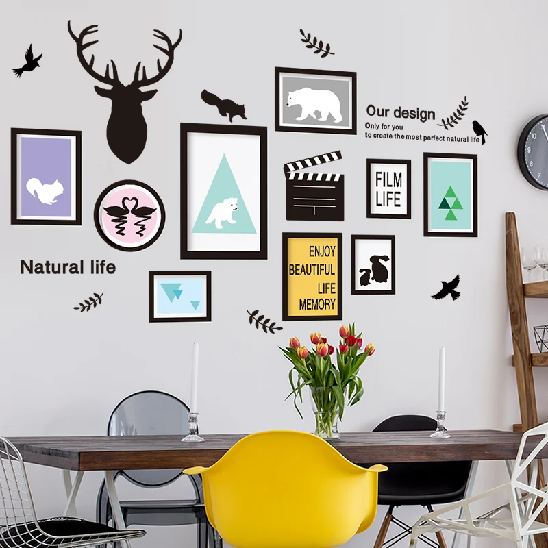 

Photo Frames Wall Sticker Decor DIY Animlas Picture Frames Wall Decals for Living Room Kids Bedroom Nursery Home Decoration
