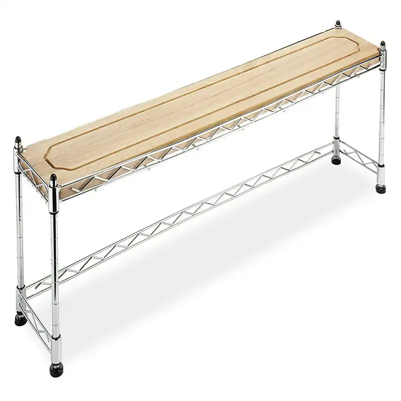 

Wire Shelf - Organizer - Wood & Chrome - 35.8" x 6.6" x 9.21" 40lb capacity