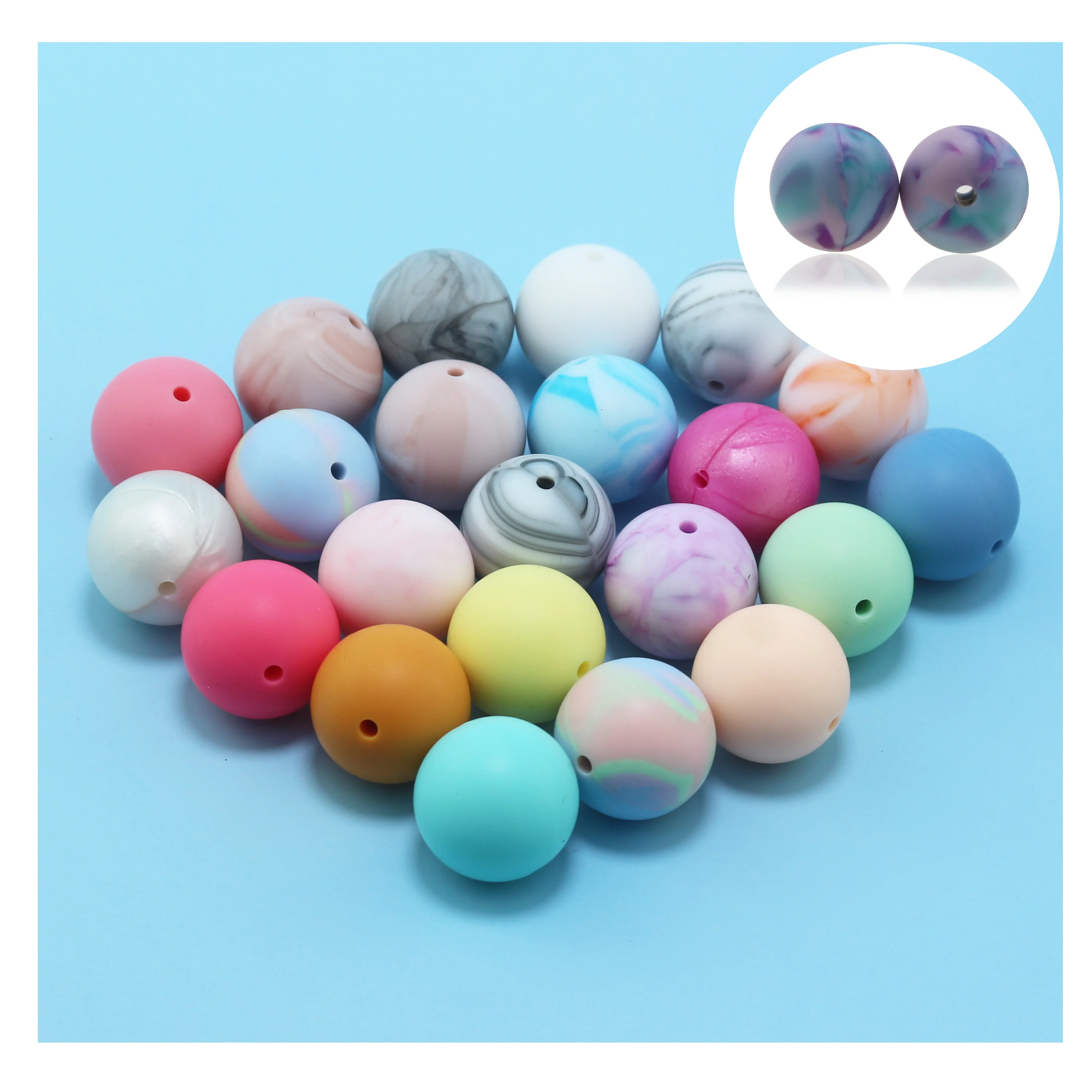 

10pcs 20mm Silicone Beads Baby Teething Round Beads Pacifier Chain BPA Free Bracelet necklace DIY toys Silicon Teether Beads