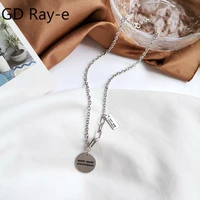 hip hop temperament letter geometric round square tag necklace personality trendy fashion women neck chain autumn winter 2298