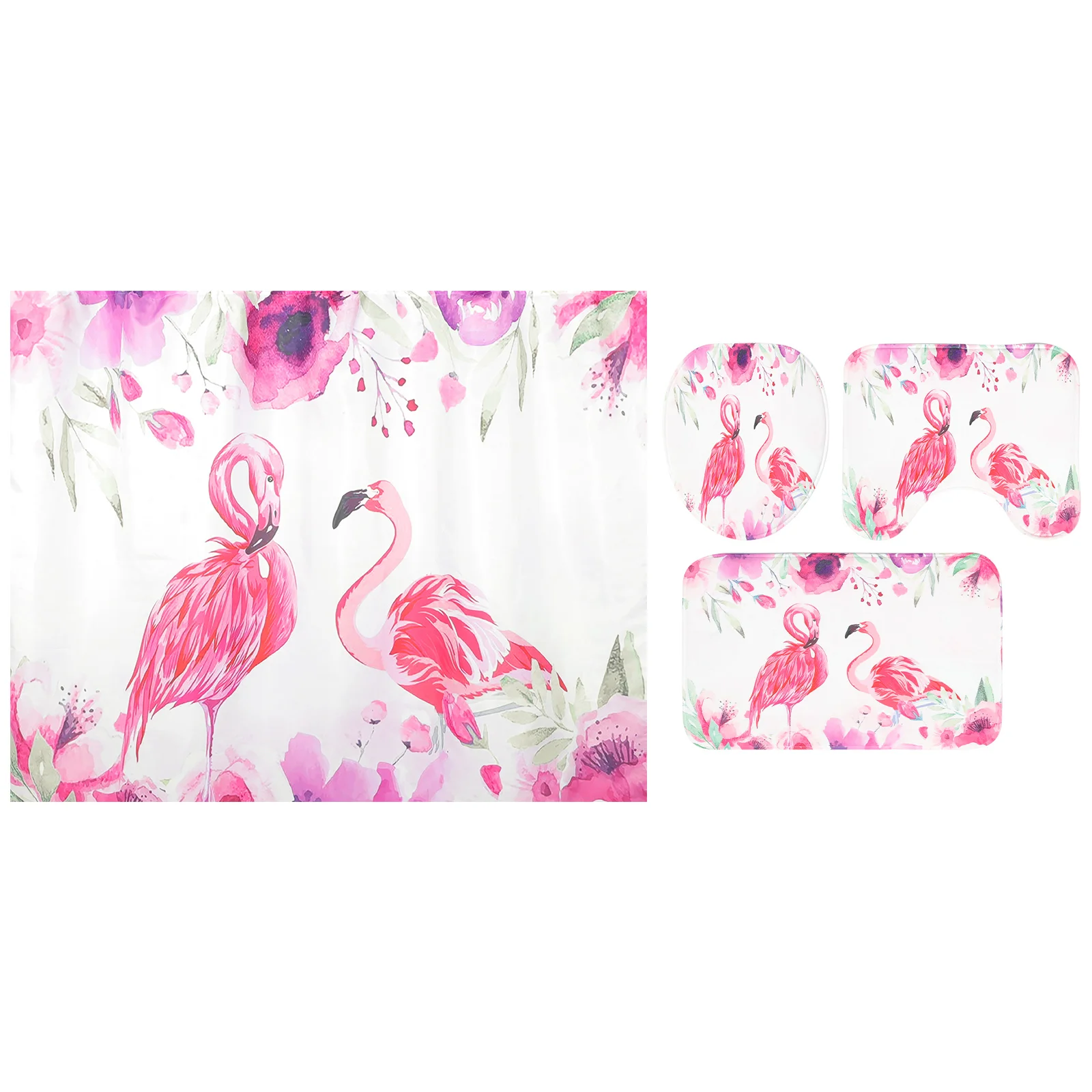 1 Set of Shower Curtain Simple Curtain Hotel Themed Bath Curtain and Mat