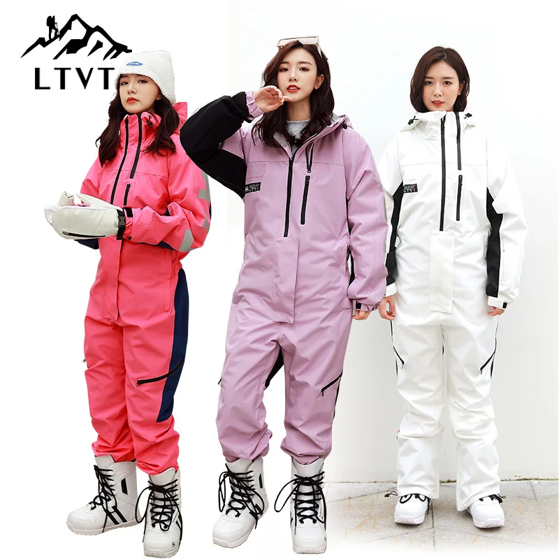 Woman costumes One-piece ski suit 2022 winter strap couple single-board  waterproof windproof pants suit  men Ski suit