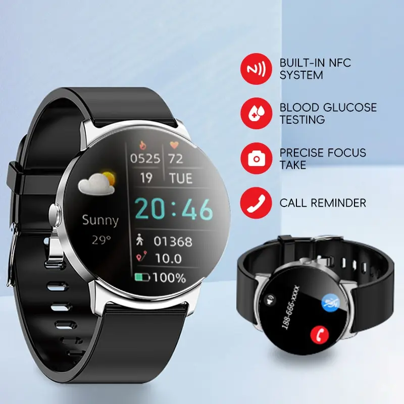 

New Smart Watch KS02 Color Scree TFT Heart Rate Blood Glucose\Oxygen Monitor Professional Waterproof Smartwatch For Women Men