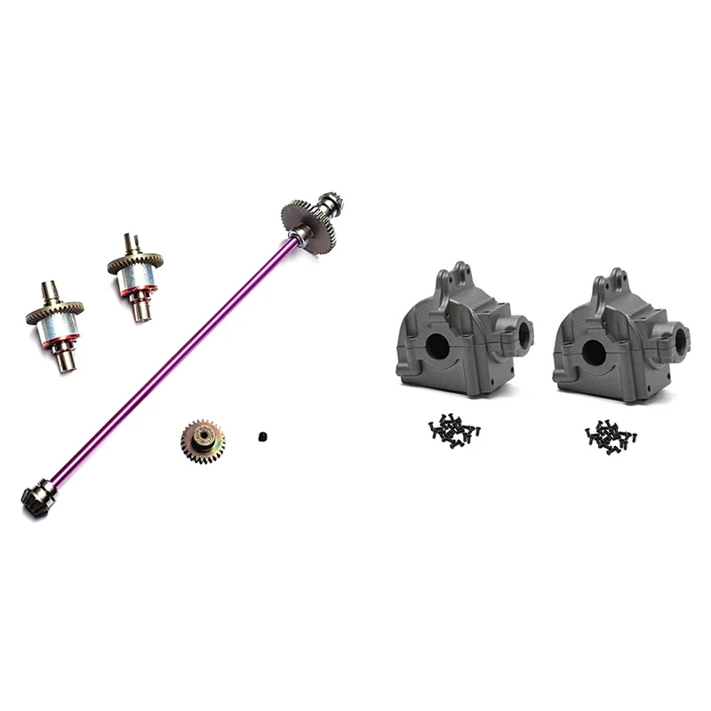 

2Pcs Wave Box Gear Box Shell Cover with Main Axle Drive Shaft Differential Gear,for Wltoys 144001 1/14,124019 1/12 RC