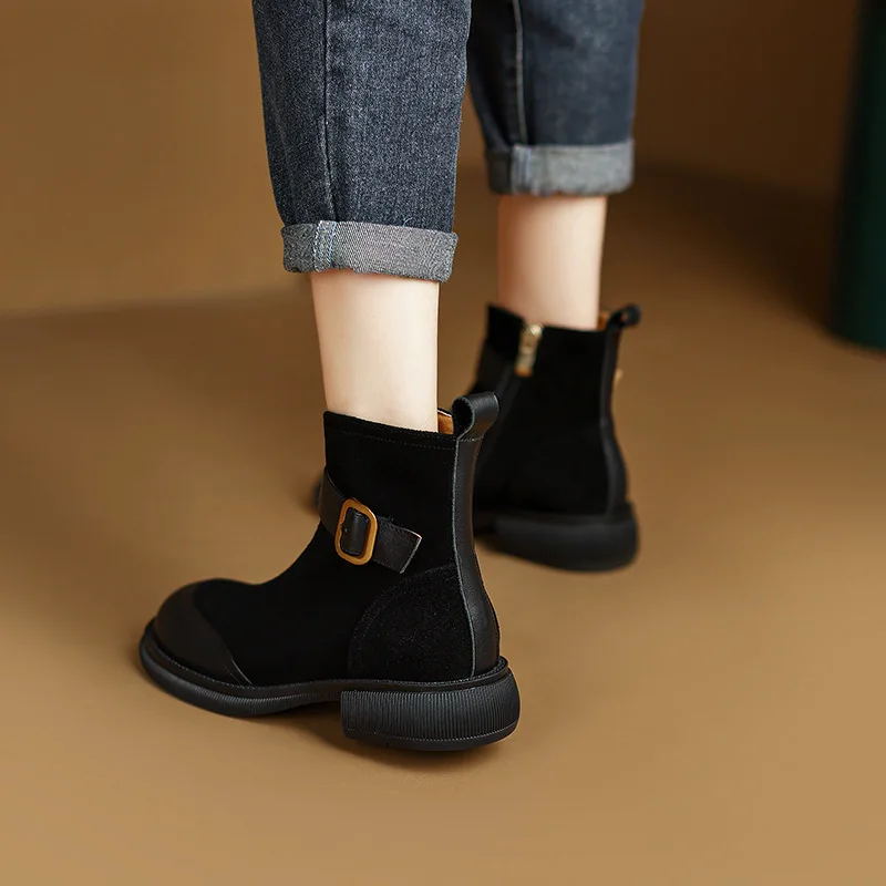 Suede Low Heels Ankle Platform Women Chelsea Boots Winter 2022 New Designer Chunky Casual Shoes Gladiator Modern Boots Mujer