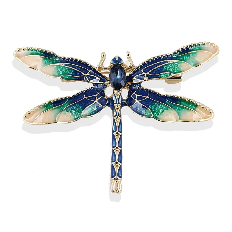 

TULX Fashion Crystal Vintage Dragonfly Brooch Large Insect Enamel Brooches For Women Breast Pin Wedding Jewelry Accessories