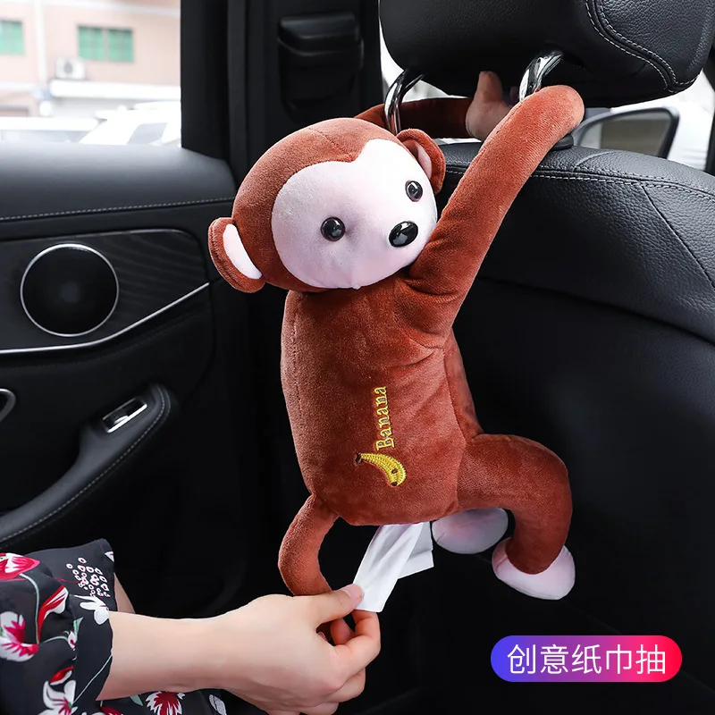 

Creative leather monkey paper towel drawer car supplies drawer hanging in chair back
