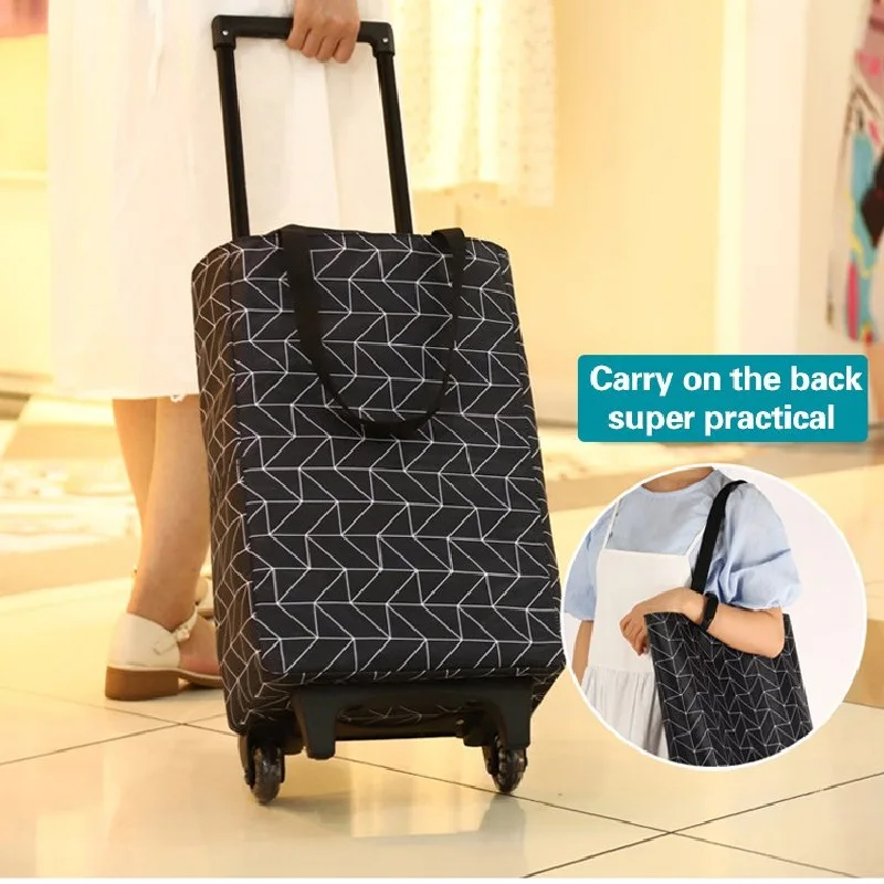 Folding Shopping Bag Women's Big Pull Cart Bags For Organizer Portable Buy Vegetables Trolley On Wheels The Market | Дом и сад