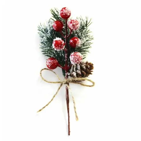 1 шт. Рождественская красная ягода, искусственный цветок, Сосновая ветка, Рождественская елка, украшения, подарочная упаковка, домашний венок «сделай сам»