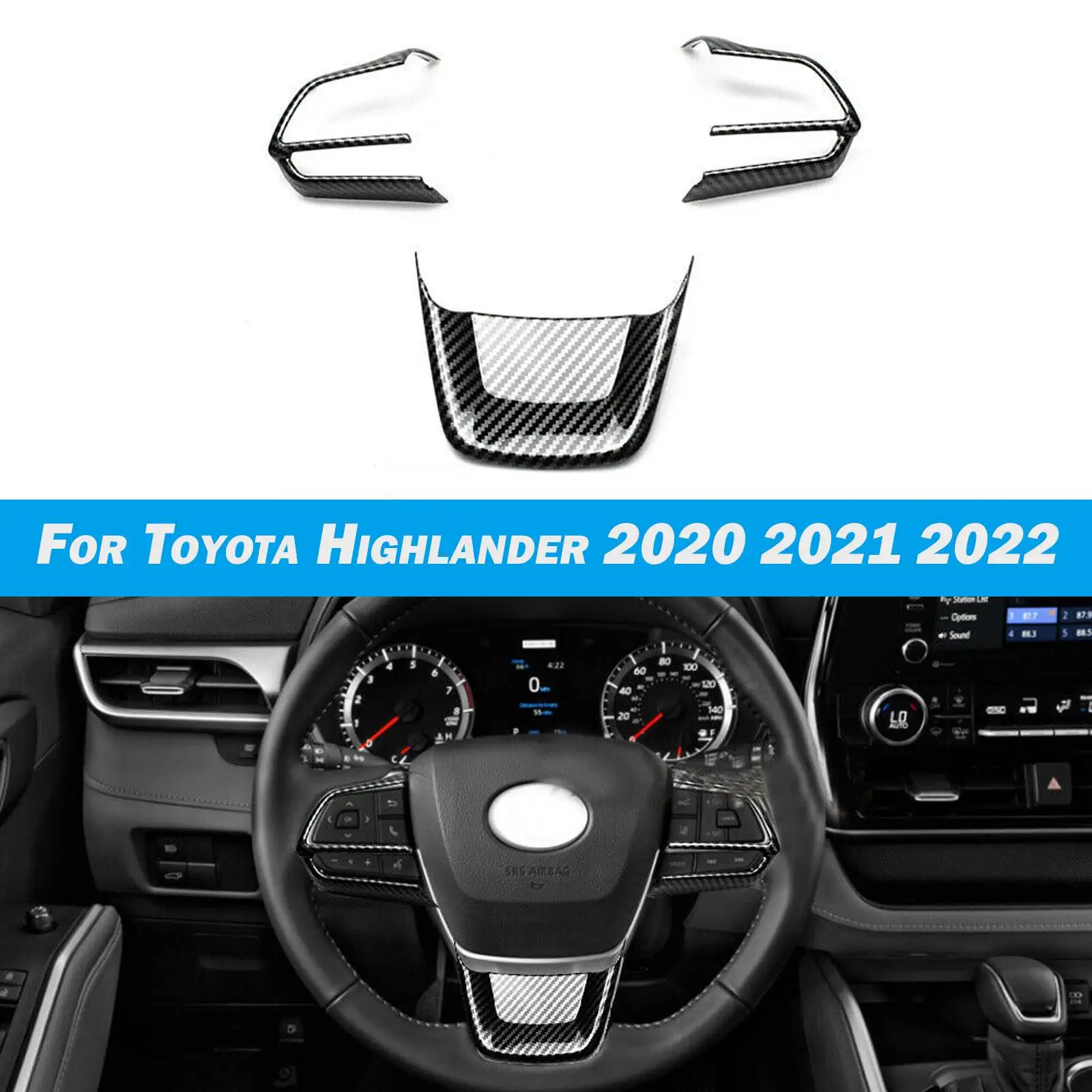 

Для Toyota Highlander 2020 2021 2022 ABS углеродное волокно кнопка переключения рулевого колеса автомобиля крышка отделка стикер аксессуары для интерьера