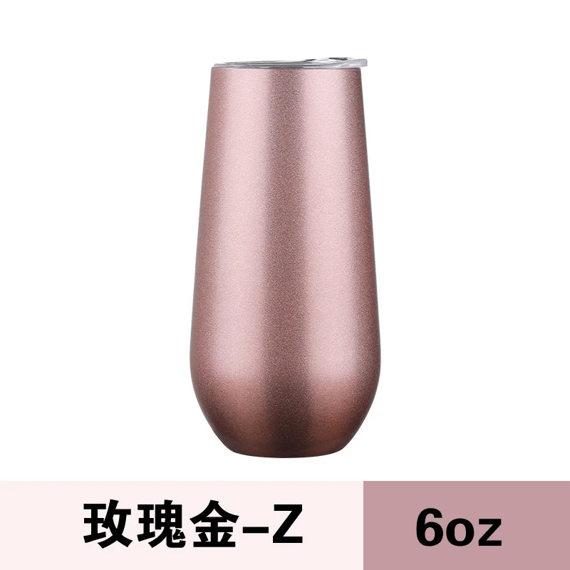 

Champagne Mugs Stainless Lids Tumbler Thermos Cups Wine Insulated Steel Beer Shaped Cup Gifts Egg With 10pcs Vacuum Glass 6oz