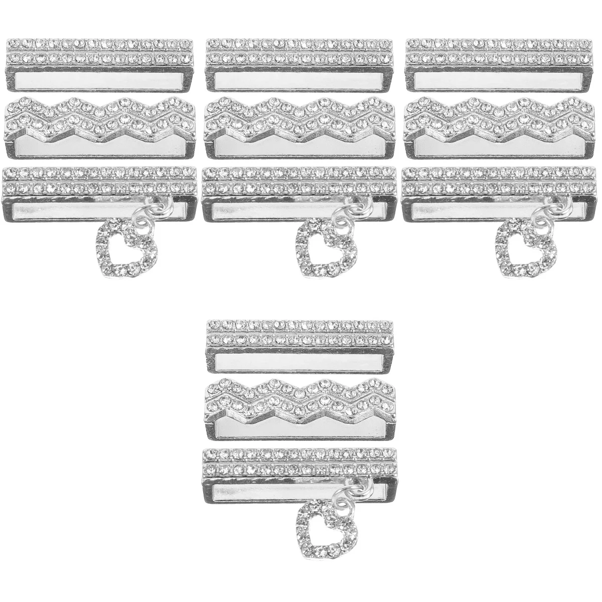 

12 Pcs Silicone Watch Band Strap Pendant Decoration Smartwatch Ring Rhinestone Watchband Diamond 2X0.3CM Silver Metal