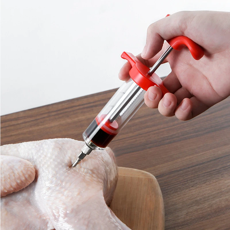 

Seasoning Spice Syringe Kitchen Cooking Tool Accessories Stainless Steel Needle Barbecue Turkey Meat Marinade Sauce Injectors