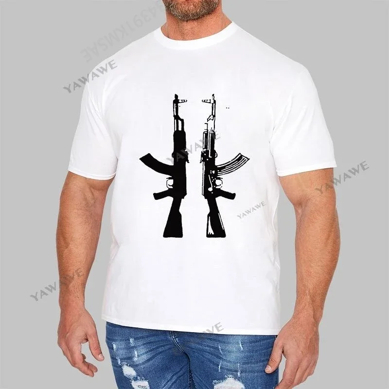 Новая модная брендовая одежда мужская футболка с круглым вырезом АК 47 коротким