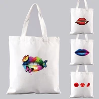 womens bag polyester shoulder bag harajuku style handbag cute sexy lips college student bag large capacity shopping eco bag