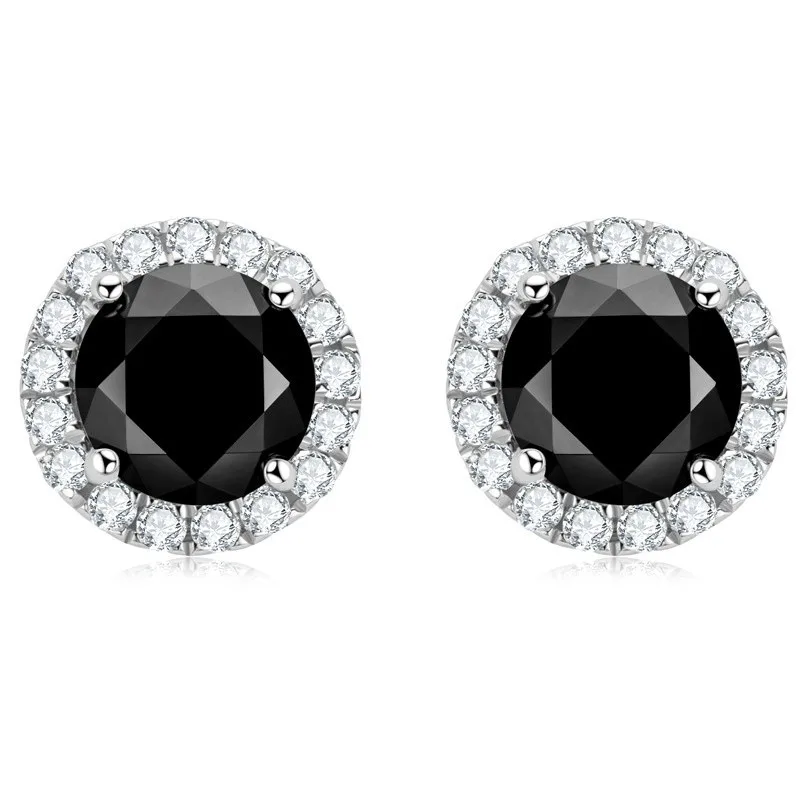 

Real 0.8ct Moissanite Black Round Stud Earrings Brilliant For Women Girls Promise Engagement Gift 925 Silver Fine Jewelry