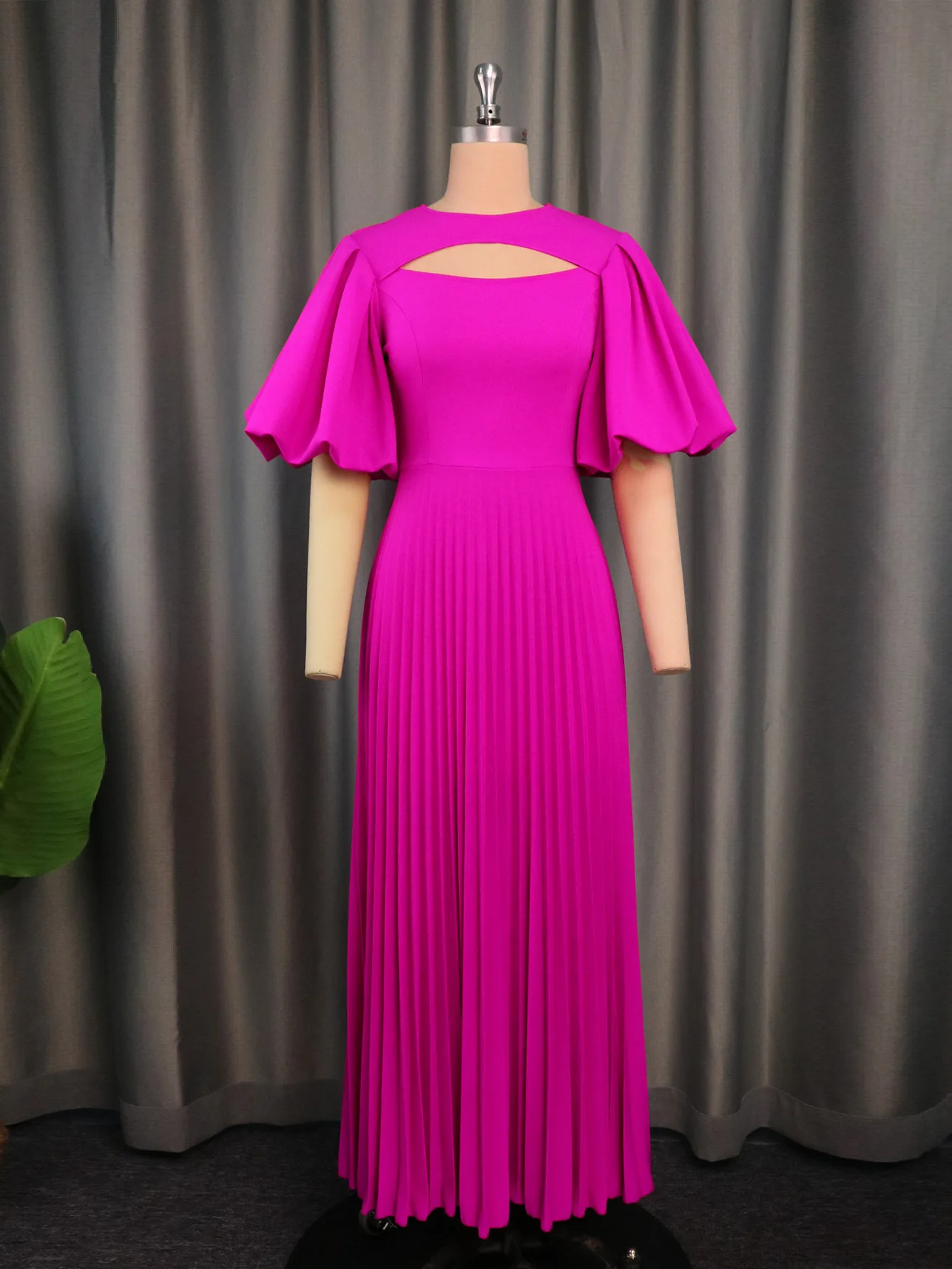 Plus Size Pleated Prom Dress Chubby Women Puff Sleeve Luxury Cloth Female Long Robe 2023 Summer Trendy Elegant Evening Dress