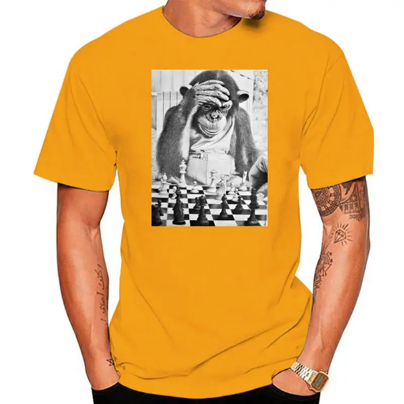 Футболка Chechmate Chimp шахматная обезьяна Schach модная Новая летняя Классическая